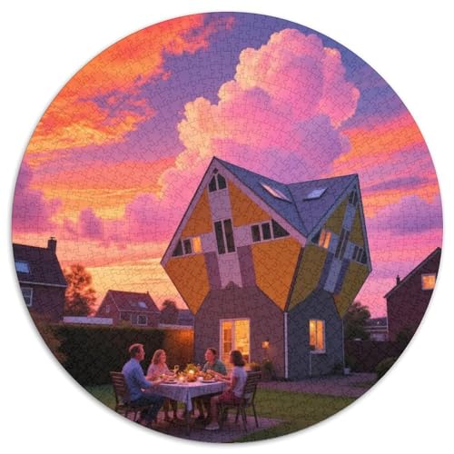 Cube Häuser 1000 Teile Puzzle Kreisförmige EinzigKunst ige Puzzle Schwieriges Großes Stressabbau-Spielzeug Für Erwachsene Und Kinder 1000pcs (67.5x67.5cm) von QIAVXZIP