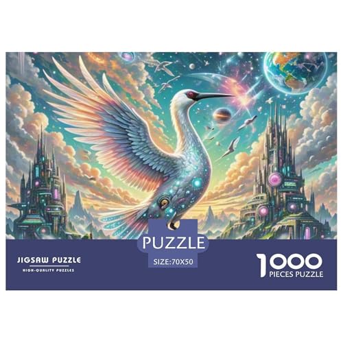 Der Vogel des Paradieses Tanzt 1000 Teile Schwieriges Großes Puzzle Tier, Familien, Teile Passen Perfekt Zusammen, Geschicklichkeitsspiel, Premium Quality, Stressabbau-Spielzeug 70x50cm/100 von QIAVXZIP