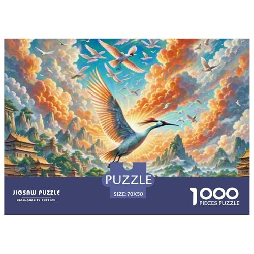 Der Vogel des Paradieses Tanzt 1000 Teile Schwieriges Großes Puzzle Tier Und Kinder, Teile Passen Perfekt Zusammen, Geschicklichkeitsspiel, Premium Quality, Stressabbau-Spielzeug 70x50cm/10 von QIAVXZIP