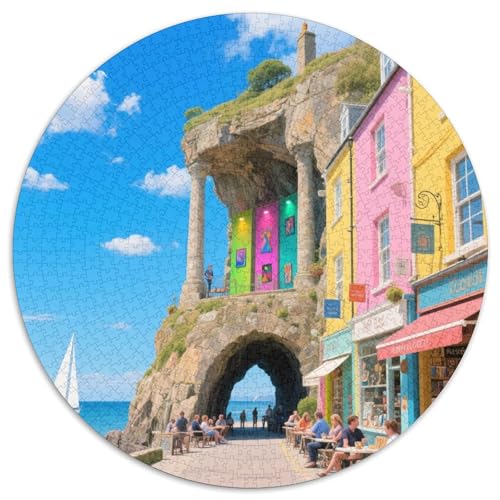 Die Höhle von Fingal 1000 PCS Künstlerisches Jigsaw Puzzle Rundes Puzzle Schwieriges Großes Stressabbau-Spielzeug Für Erwachsene Kinder Kreativ 1000pcs (67.5x67.5cm) von QIAVXZIP