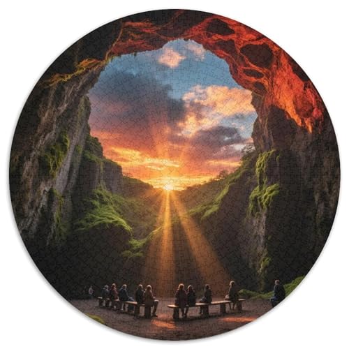Die Höhle von Fingal 1000 Teile Künstlerisches Jigsaw Puzzle Runde Puzzles Schwieriges Großes Stressabbau-Spielzeug Für Erwachsene Und Kinder 1000pcs (67.5x67.5cm) von QIAVXZIP
