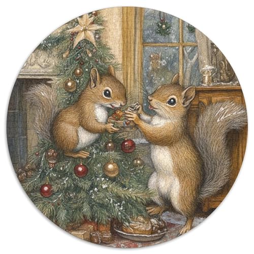 Eichhörnchen 1000 PCS Puzzle Runde Puzzles Schwieriges Großes Stressabbau-Spielzeug Für Erwachsene Und Kinder 1000pcs (67.5x67.5cm) von QIAVXZIP