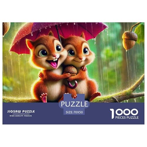 Eichhörnchen 1000 Teile Unmöglich Puzzles Tier Ab 14 Jahren, Teile Passen Perfekt Zusammen, Geschicklichkeitsspiel, Premium Quality, Pädagogisches 70x50cm/1000pcs von QIAVXZIP
