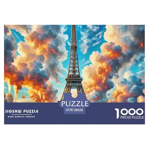 Eiffelturm, France 1000 Teile Klassische Puzzle, Teile Passen Perfekt Zusammen, Geschicklichkeitsspiel, Premium Quality, Stressabbau-Spielzeug 38x26cm/1000pcs von QIAVXZIP