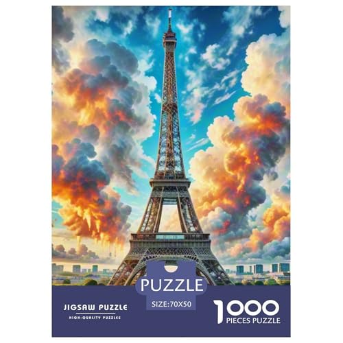 Eiffelturm, France 1000 Teile Schwieriges Großes Puzzle, Teile Passen Perfekt Zusammen, Geschicklichkeitsspiel, Premium Quality, Stressabbau-Spielzeug 70x50cm/1000pcs von QIAVXZIP