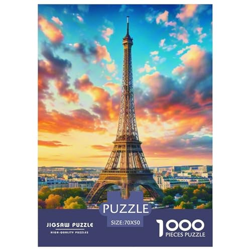 Eiffelturm, France 1000 Teile Unmöglich Puzzles, Familien, Teile Passen Perfekt Zusammen, Geschicklichkeitsspiel, Premium Quality, Pädagogisches 70x50cm/1000pcs von QIAVXZIP