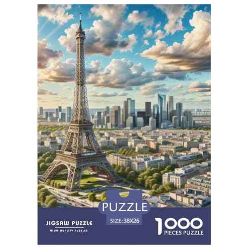 Eiffelturm, France 1000 Teile Unmöglich Puzzles Und Kinder, Teile Passen Perfekt Zusammen, Geschicklichkeitsspiel, Premium Quality, Stressabbau-Spielzeug 38x26cm/1000pcs von QIAVXZIP