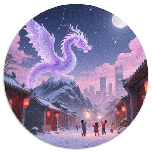 Eisdrachen Coiling Peak 1000 PCS Künstlerisches Jigsaw Puzzle Tier Rundes Puzzle Schwieriges Großes Stressabbau-Spielzeug Für Erwachsene Kinder Kreativ 1000pcs (67.5x67.5cm) von QIAVXZIP