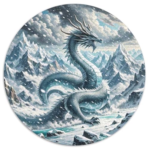 Eisdrachen Coiling Peak 1000 Teile Künstlerisches Jigsaw Puzzle Tier Rundes Puzzle Schwieriges Großes Stressabbau-Spielzeug Für Erwachsene Kinder Kreativ 1000pcs (67.5x67.5cm) von QIAVXZIP