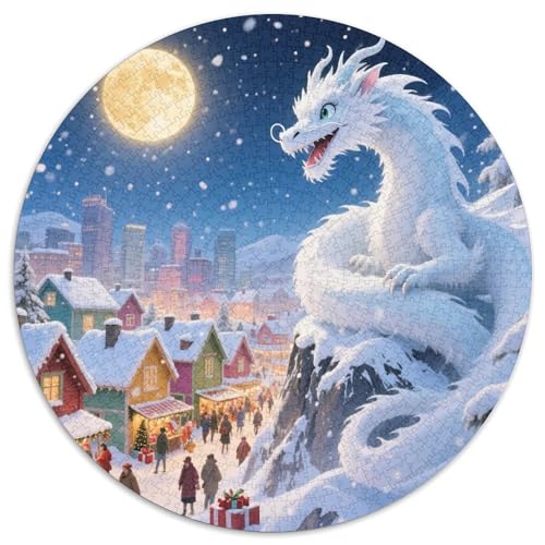Eisdrachen Coiling Peak 1000 Teile Puzzle Tier Circular Puzzles Schwieriges Großes Stressabbau-Spielzeug Für Erwachsene Kinder Kreativ 1000pcs (67.5x67.5cm) von QIAVXZIP