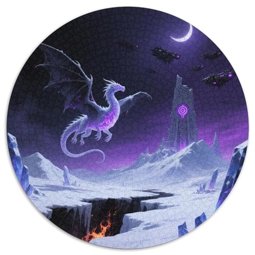 Eisdrachen Coiling Peak 1000 Teile Puzzle Tier Rundes Puzzle Schwieriges Großes Stressabbau-Spielzeug Für Erwachsene Kinder Kreativ 1000pcs (67.5x67.5cm) von QIAVXZIP