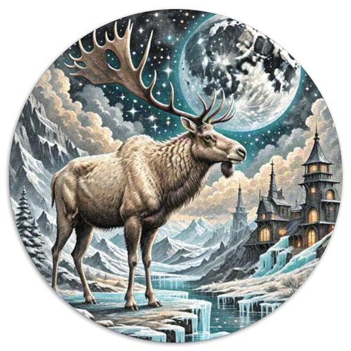 Elch Trinken EIS 1000 PCS Künstlerisches Jigsaw Puzzle Kunst Circular Puzzles Schwieriges Großes Stressabbau-Spielzeug Geeignet 1000pcs (67.5x67.5cm) von QIAVXZIP