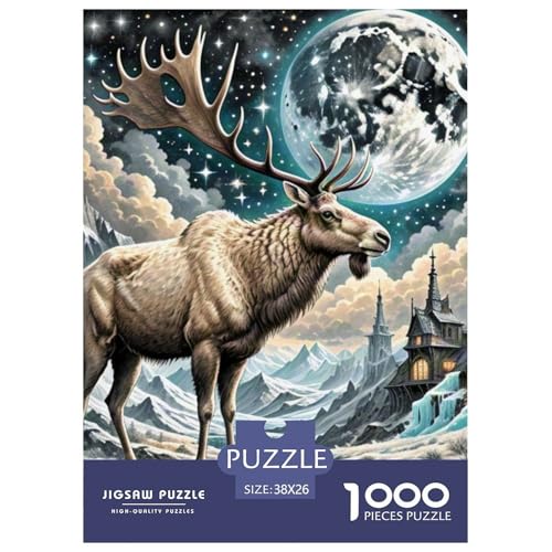 Elch Trinken EIS 1000 Teile Klassische Puzzle Tier, Familien, Teile Passen Perfekt Zusammen, Geschicklichkeitsspiel, Premium Quality, Pädagogisches 38x26cm/1000pcs von QIAVXZIP