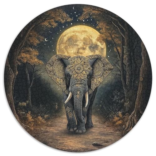 Elefanten 1000 PCS Puzzle Circular Puzzles Schwieriges Großes Stressabbau-Spielzeug Für Erwachsene Und Kinder 1000pcs (67.5x67.5cm) von QIAVXZIP