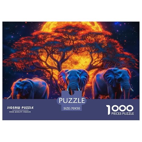 Elefanten 1000 Teile Anspruchsvolles Puzzle Und Kinder, Teile Passen Perfekt Zusammen, Geschicklichkeitsspiel, Premium Quality, Stressabbau-Spielzeug 70x50cm/1000pcs von QIAVXZIP