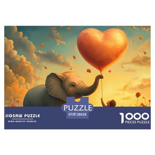 Elefanten 1000 Teile Klassische Puzzle, Familien, Teile Passen Perfekt Zusammen, Geschicklichkeitsspiel, Premium Quality, Stressabbau-Spielzeug 38x26cm/1000pcs von QIAVXZIP