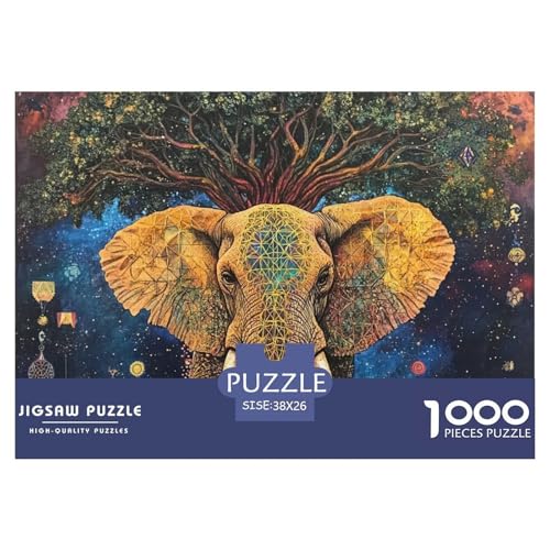 Elefanten 1000 Teile Klassische Puzzle, Teile Passen Perfekt Zusammen, Geschicklichkeitsspiel, Premium Quality, Stressabbau-Spielzeug 38x26cm/1000pcs von QIAVXZIP
