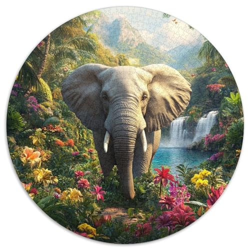 Elefanten 1000 Teile Puzzle Rundpuzzle Schwieriges Großes Stressabbau-Spielzeug Für Erwachsene Kinder Kreativ 1000pcs (67.5x67.5cm) von QIAVXZIP