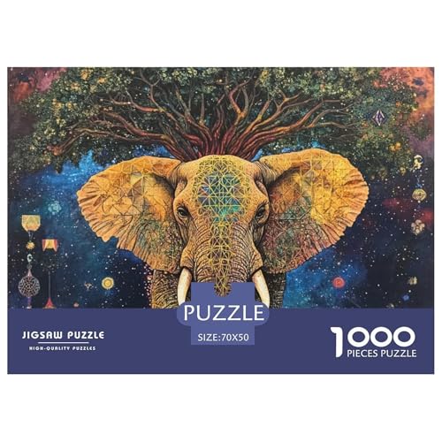 Elefanten 1000 Teile Schwieriges Großes Puzzle, Familien, Teile Passen Perfekt Zusammen, Geschicklichkeitsspiel, Premium Quality, Stressabbau-Spielzeug 70x50cm/1000pcs von QIAVXZIP