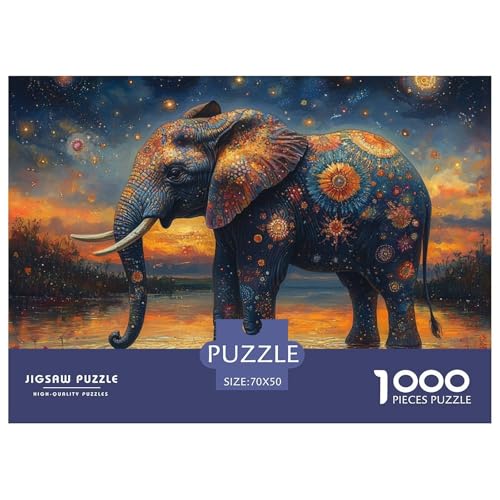 Elefanten 1000 Teile Unmöglich Puzzles Für Die Ganze Familie, Teile Passen Perfekt Zusammen, Geschicklichkeitsspiel, Premium Quality, Stressabbau-Spielzeug 70x50cm/1000pcs von QIAVXZIP