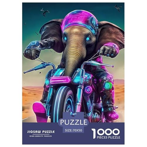 Elefanten 1000 Teile Unmöglich Puzzles Tier Für Erwachsene Und Kinder, Teile Passen Perfekt Zusammen, Geschicklichkeitsspiel, Premium Quality, Pädagogisches 70x50cm/1000pcs von QIAVXZIP