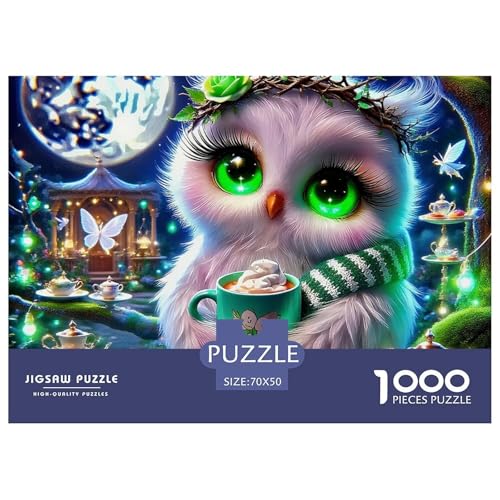 Eule 1000 Teile Klassische Puzzle Tier Ab 14 Jahren, Teile Passen Perfekt Zusammen, Geschicklichkeitsspiel, Premium Quality, Stressabbau-Spielzeug 70x50cm/1000pcs von QIAVXZIP