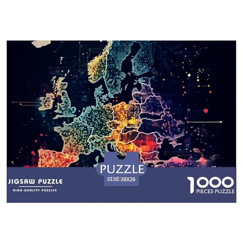 Europäische Karte 1000 Teile Klassische Puzzle, Teile Passen Perfekt Zusammen, Geschicklichkeitsspiel, Perfekt Für Spieleabende, Stressabbau-Spielzeug 38x26cm/1000pcs von QIAVXZIP