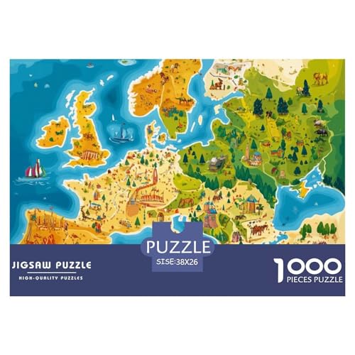 Europäische Karte 1000 Teile Unmöglich Puzzles, Familien, Teile Passen Perfekt Zusammen, Geschicklichkeitsspiel, Perfekt Für Spieleabende, Pädagogisches 38x26cm/1000pcs von QIAVXZIP