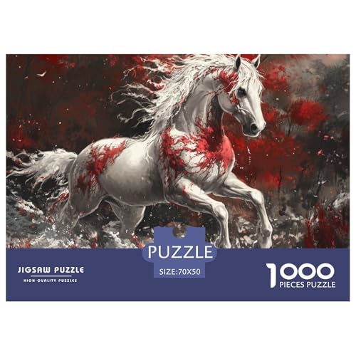 Feines Pferd 1000 Teile Klassische Puzzle, Teile Passen Perfekt Zusammen, Geschicklichkeitsspiel, Premium Quality, Stressabbau-Spielzeug 70x50cm/1000pcs von QIAVXZIP