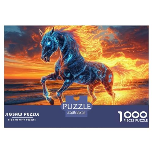 Feines Pferd 1000 Teile Unmöglich Puzzles Und Kinder, Teile Passen Perfekt Zusammen, Geschicklichkeitsspiel, Perfekt Für Spieleabende, Stressabbau-Spielzeug 38x26cm/1000pcs von QIAVXZIP