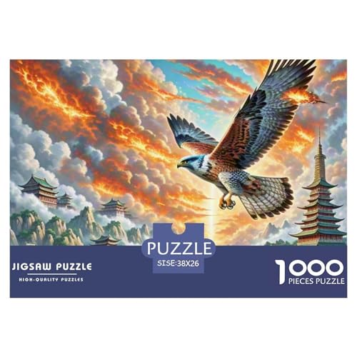 Feuergeflügelter Falken 1000 Teile Klassische Puzzle Tier, Teile Passen Perfekt Zusammen, Geschicklichkeitsspiel, Perfekt Für Spieleabende, Pädagogisches 38x26cm/1000pcs von QIAVXZIP