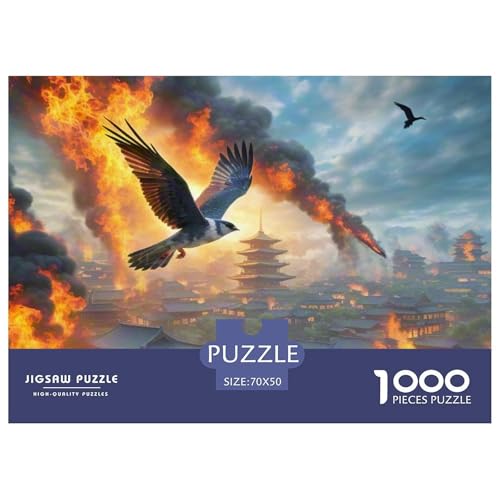 Feuergeflügelter Falken 1000 Teile Unmöglich Puzzles Tier, Teile Passen Perfekt Zusammen, Geschicklichkeitsspiel, Premium Quality, Stressabbau-Spielzeug 70x50cm/1000pcs von QIAVXZIP