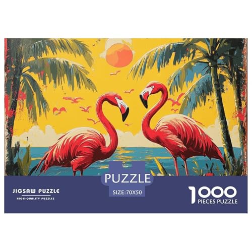 Flamingo 1000 Teile Klassische Puzzle, Familien, Teile Passen Perfekt Zusammen, Geschicklichkeitsspiel, Premium Quality, Stressabbau-Spielzeug 70x50cm/1000pcs von QIAVXZIP
