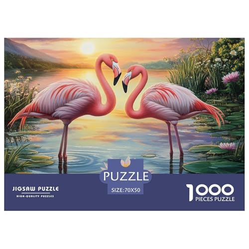 Flamingo 1000 Teile Unmöglich Puzzles, Familien, Teile Passen Perfekt Zusammen, Geschicklichkeitsspiel, Premium Quality, Stressabbau-Spielzeug 70x50cm/1000pcs von QIAVXZIP