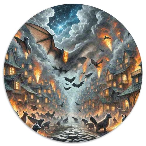 Fledermaus Skimming Nacht 1000 Teile Künstlerisches Jigsaw Puzzle Kunst Circular Puzzles Schwieriges Großes Stressabbau-Spielzeug Für Erwachsene Und Kinder 1000pcs (67.5x67.5cm) von QIAVXZIP