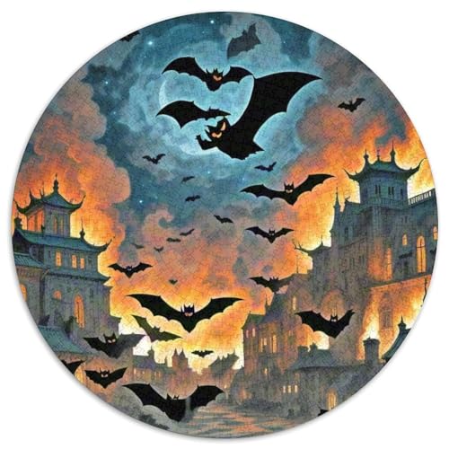 Fledermaus Skimming Nacht 1000 Teile Puzzle Kunst Circular Puzzles Schwieriges Großes Stressabbau-Spielzeug Für Erwachsene Und Kinder 1000pcs (67.5x67.5cm) von QIAVXZIP