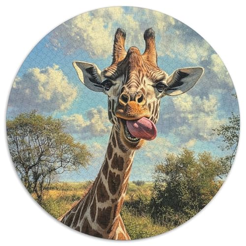 Giraffe 1000 Teile Puzzle Rundpuzzle Schwieriges Großes Stressabbau-Spielzeug Für Erwachsene Kinder Kreativ 1000pcs (67.5x67.5cm) von QIAVXZIP