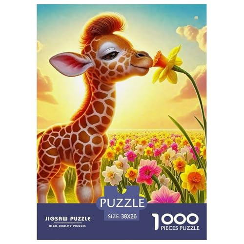 Giraffe 1000 Teile Schwieriges Großes Puzzle Tier Ab 14 Jahren, Teile Passen Perfekt Zusammen, Geschicklichkeitsspiel, Perfekt Für Spieleabende, Pädagogisches 38x26cm/1000pcs von QIAVXZIP
