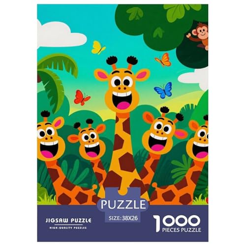 Giraffe 1000 Teile Unmöglich Puzzles Tier Für Erwachsene, Familien, Teile Passen Perfekt Zusammen, Geschicklichkeitsspiel, Premium Quality, Stressabbau-Spielzeug 38x26cm/1000pcs von QIAVXZIP