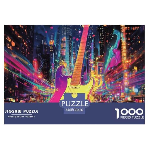 Gitarre 1000 Teile Schwieriges Großes Puzzle Für Erwachsene Und Kinder, Teile Passen Perfekt Zusammen, Geschicklichkeitsspiel, Perfekt Für Spieleabende, Stressabbau-Spielzeug 38x26cm/1000pcs von QIAVXZIP
