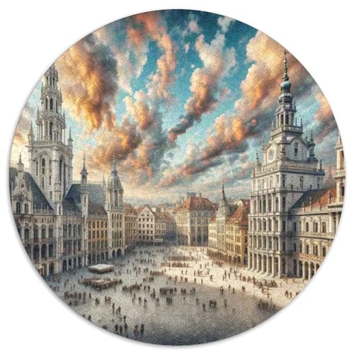 Grand Platz 1000 Teile Puzzle Runde Puzzles Schwieriges Großes Stressabbau-Spielzeug Geeignet 1000pcs (67.5x67.5cm) von QIAVXZIP