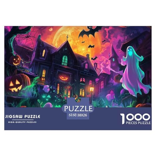 Halloween Dorf 1000 Teile Klassische Puzzle Ab 14 Jahren, Teile Passen Perfekt Zusammen, Geschicklichkeitsspiel, Premium Quality, Pädagogisches 38x26cm/1000pcs von QIAVXZIP