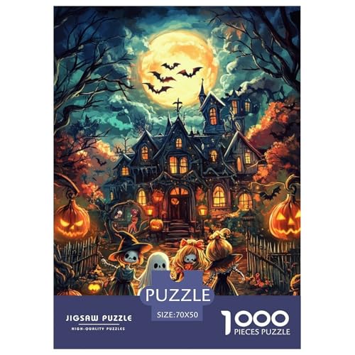 Halloween Dorf 1000 Teile Schwieriges Großes Puzzle Für Die Ganze Familie, Teile Passen Perfekt Zusammen, Geschicklichkeitsspiel, Perfekt Für Spieleabende, Pädagogisches 70x50cm/1000pcs von QIAVXZIP