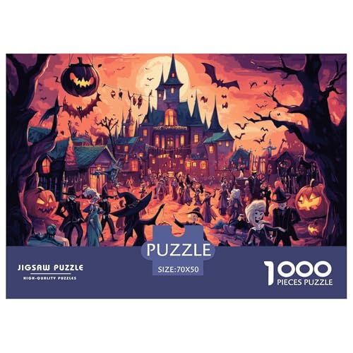 Halloween Dorf 1000 Teile Schwieriges Großes Puzzle Für Erwachsene Und Kinder, Teile Passen Perfekt Zusammen, Geschicklichkeitsspiel, Perfekt Für Spieleabende, Stressabbau-Spielzeug 70x50cm/1000pc Halloween Dorf 1000 Teile Schwieriges Großes Puzzle Für Erwachsene Und Kinder, Teile Passen Perfekt Zusammen, Geschicklichkeitsspiel, Perfekt Für Spieleabende, Stressabbau-Spielzeug 70x50cm/1000pc von QIAVXZIP