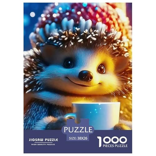 Hedgehog 1000 Teile Anspruchsvolles Puzzle Tier Für Erwachsene Und Kinder, Teile Passen Perfekt Zusammen, Geschicklichkeitsspiel, Premium Quality, Pädagogisches 38x26cm/1000pcs von QIAVXZIP