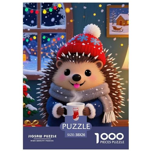 Hedgehog 1000 Teile Klassische Puzzle Tier Für Die Ganze Familie, Teile Passen Perfekt Zusammen, Geschicklichkeitsspiel, Perfekt Für Spieleabende, Stressabbau-Spielzeug 38x26cm/1000pcs von QIAVXZIP