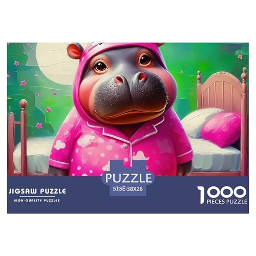 Hippopotamus 1000 Teile Klassische Puzzle Tier Ab 14 Jahren, Teile Passen Perfekt Zusammen, Geschicklichkeitsspiel, Perfekt Für Spieleabende, Stressabbau-Spielzeug 38x26cm/1000pcs von QIAVXZIP