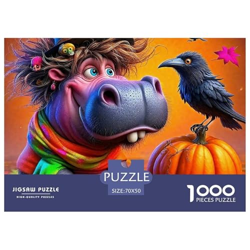Hippopotamus 1000 Teile Unmöglich Puzzles Tier Ab 14 Jahren, Teile Passen Perfekt Zusammen, Geschicklichkeitsspiel, Premium Quality, Stressabbau-Spielzeug 70x50cm/1000pcs von QIAVXZIP