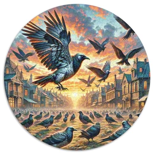 Jackdaw Caching bei Dämmerung 1000 Teile Puzzle Kunst Runde Puzzles Schwieriges Großes Stressabbau-Spielzeug Für Erwachsene Kinder Kreativ 1000pcs (67.5x67.5cm) von QIAVXZIP