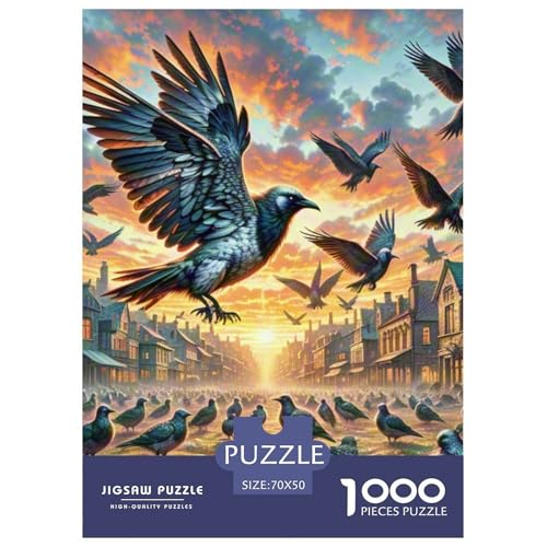 Jackdaw Caching bei Dämmerung 1000 Teile Unmöglich Puzzles Tier, Teile Passen Perfekt Zusammen, Geschicklichkeitsspiel, Perfekt Für Spieleabende, Stressabbau-Spielzeug 70x50cm/1000pcs von QIAVXZIP